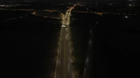 Motorway aerial drone timelapse hyperlapse view over the M6 at night Stock Footage 317234570