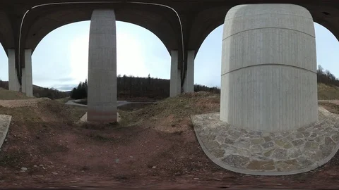 Motorway bridge over deciduous forest, VR360, VR, 360VR, 360 Video Stock Footage 106289071