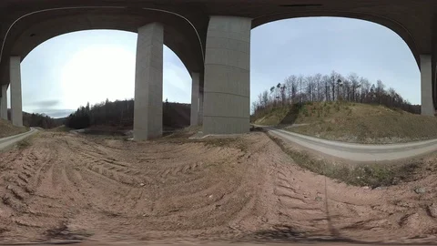 Motorway bridge over deciduous forest, VR360, VR, 360VR, 360 Video Stock Footage 106289145