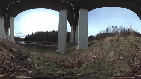 Motorway bridge over deciduous forest, VR360, VR, 360VR, 360 Video Stock Footage 106289325