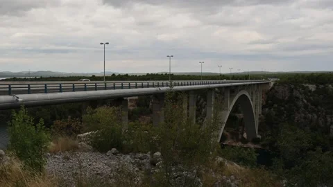 Motorway bridge over the river KRKa in Croatia Stock Footage 161700668