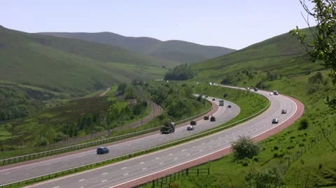 Motorway on edge of Lake District Video stock 20432575