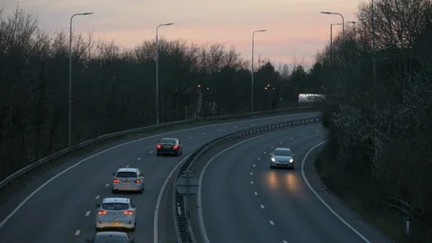 Motorway in the Evening Stock Footage
