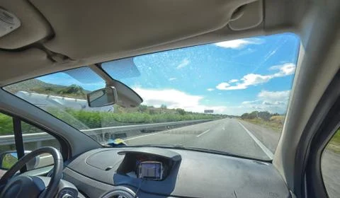 Motorway from inside the car Foto stock