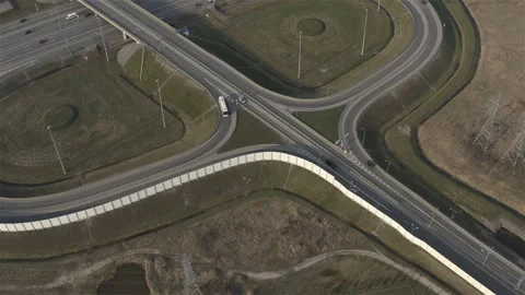 Motorway with interchange and several exits Stock Footage 113979972