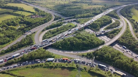 Motorway Interchange Gridlock During Busy Daylight Hours Video stock 335292299