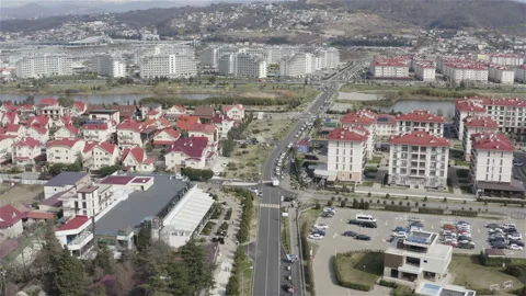 A motorway intersection in a residential area Stock Footage 134746770