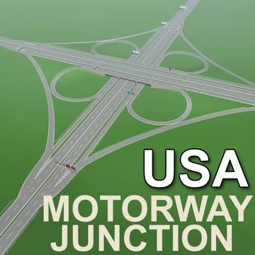 Motorway Junction (US traffic signs) 3D Model