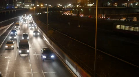 Motorway at night Stock Footage 44333148
