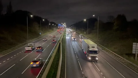 Motorway at night Stock Footage 256184696