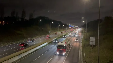 Motorway at night Stock Footage 256185051