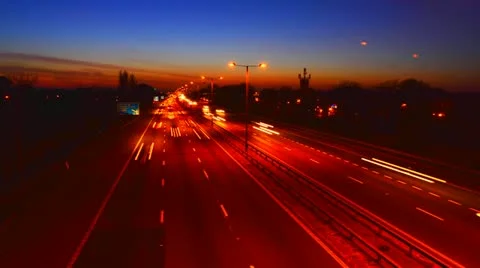 Motorway at night timelapse Stock Footage 11226122