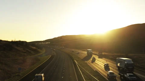 Motorway at sunset Video stock 58002866