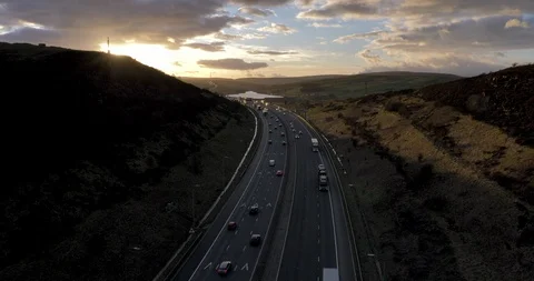 Motorway at sunset Stock Footage 127411646