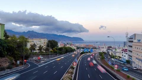 Motorway at sunset timelapse Vidéo 80318347
