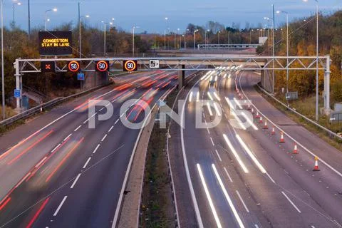 Motorway traffic management Stock Photos