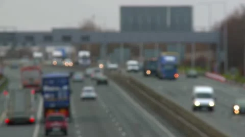 Motorway traffic, pull focus Stock Footage 10904656