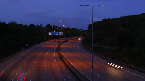 Motorway traffic at sunset time-lapse. 4K version Stock-Footage 35206485