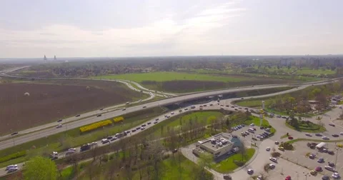 Motorway traficc jam in the junction Stock Footage 61793732