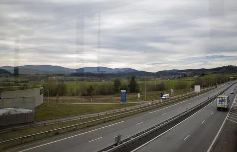 Motorway view with cars Stock Photos