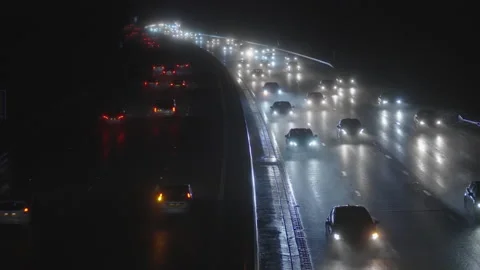 MotorwayDarkWetSlomo100fps Video stock 170270345