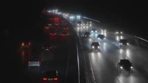 MotorwayDarkWetSlomo50fps Video stock 170269698