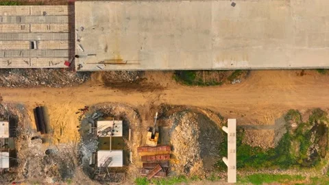 Motorways road construction site from drone aerial view Stock Footage 239239482