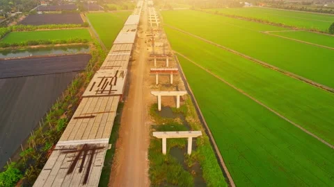 Motorways road construction site from drone aerial view Video stock 239239489