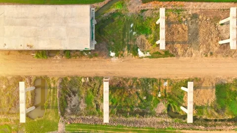 Motorways road construction site from drone aerial view Video stock 239239514