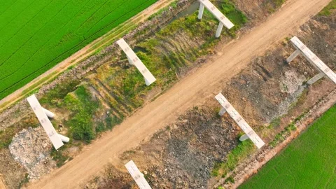 Motorways road construction site from drone aerial view Stock Footage 239239611