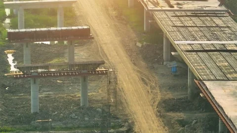Motorways road construction site from drone aerial view Stock Footage 239239616