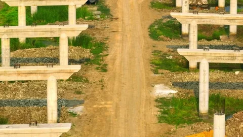 Motorways road construction site from drone aerial view Stock Footage 239239639
