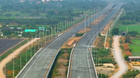 Motorways road construction site from drone aerial view Stock Footage 239239668