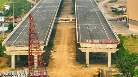 Motorways road construction site from drone aerial view Stock Footage 239239669