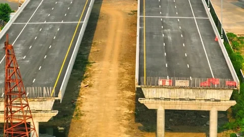 Motorways road construction site from drone aerial view Stock Footage 239239678