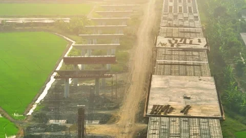 Motorways road construction site from drone aerial view Stock Footage 239239703