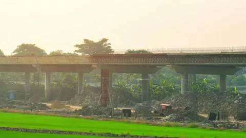 Motorways road construction site from drone aerial view Stock Footage 239239723