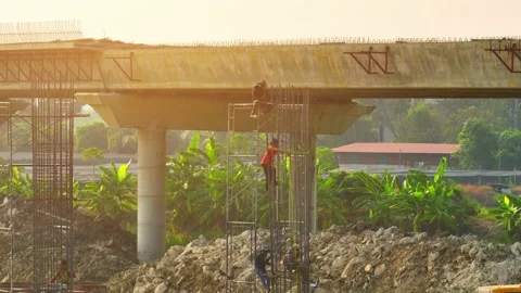 Motorways road construction site from drone aerial view Stock Footage 239239756