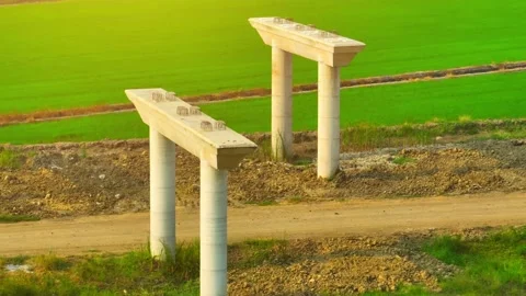 Motorways road construction site from drone aerial view Video stock 239239792