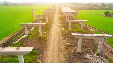 Motorways road construction site from drone aerial view Stock Footage 239239804