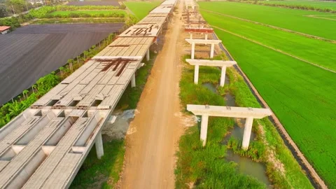 Motorways road construction site from drone aerial view Stock Footage 239239831