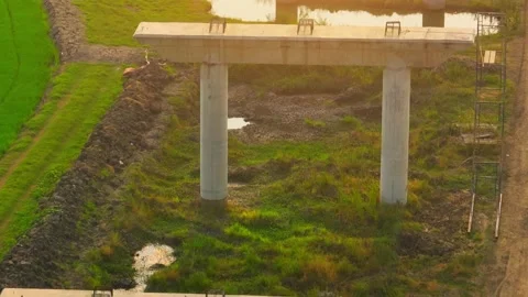 Motorways road construction site from drone aerial view Stock Footage 239239916
