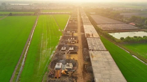Motorways road construction site from drone aerial view Video stock 239239927