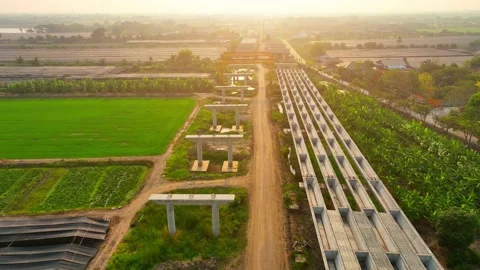 Motorways road construction site from drone aerial view Video stock 239239943