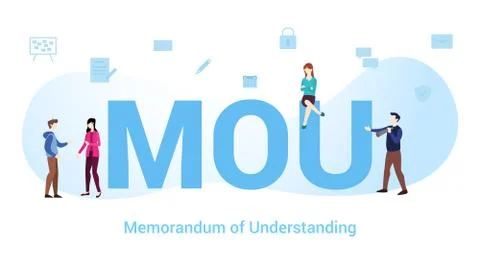 Mou memorandum of understanding concept with big word or text and team people Stock Illustration