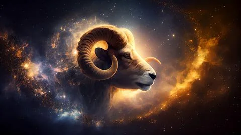 Mouflon ram in space. Elements of this image are furnished by NASA Stock Illustration