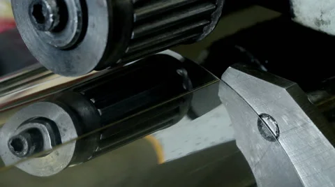 Moulding machine corrugating the element of metal pipe from sheet metal 库存影片 63827896