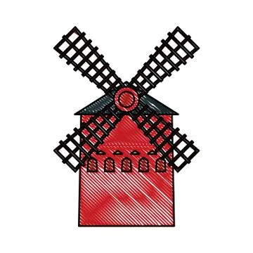 Moulin building architecture antique structure Ilustración de archivo