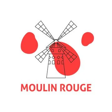 Moulin Rouge Line Concept Stock Illustration