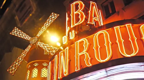 Moulin Rouge in Paris Stock Footage